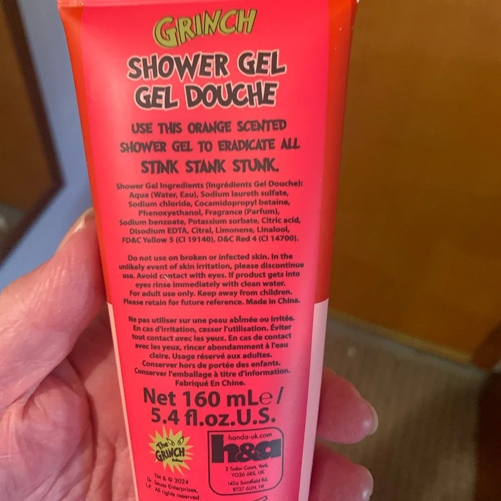 Grinch Festive Orange Shower Gel - Pink & Red Tube